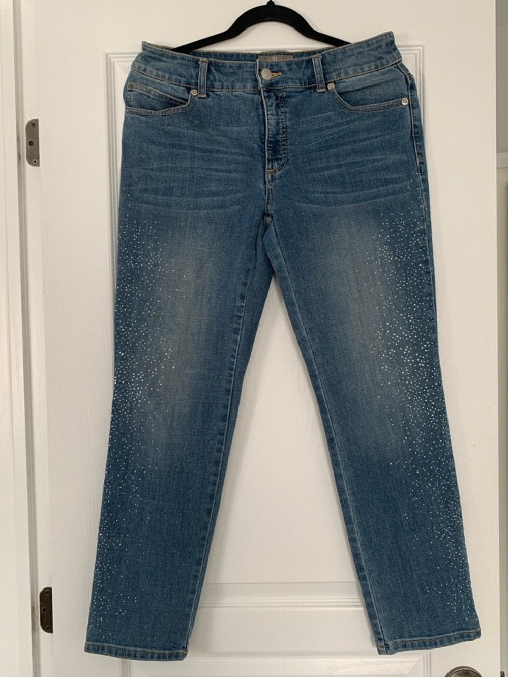 Chico's SO Slimming Straight-Leg Jeans with Rhinestone Detail - Blue